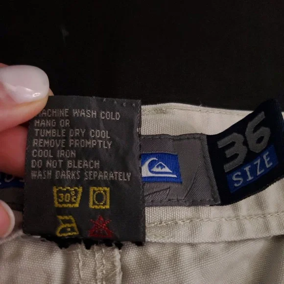 Quiksilver Khaki Baggy Patch Mens Cargo Size Pants 36 x 30 Vtg Y2K 90s 2000s